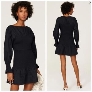 Derek Lam Collective Black Long Sleeve Dress Women's 10 Black Stretch Dress